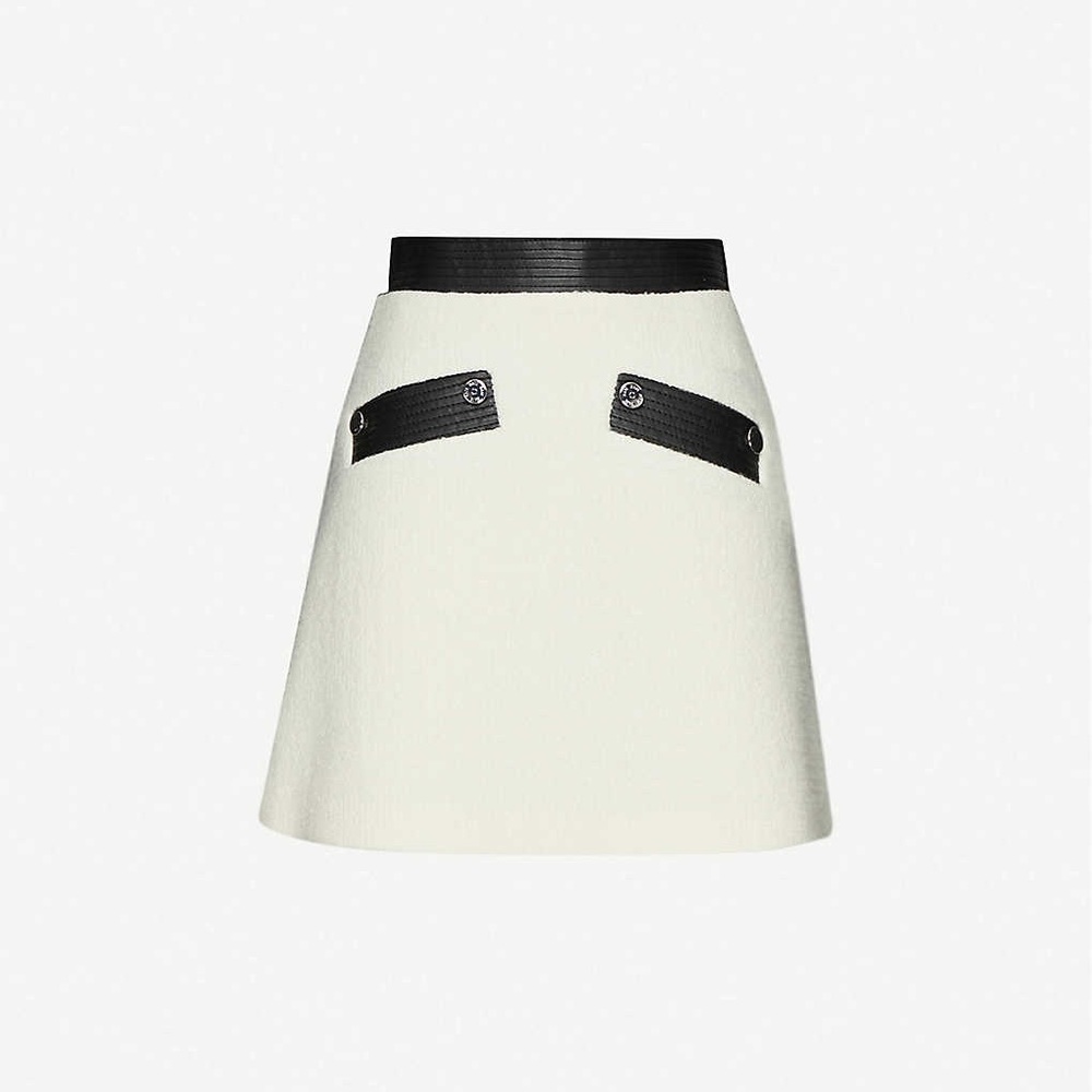 NWT Maje Jemma Faux Leather-Trimmed Mini Skirt